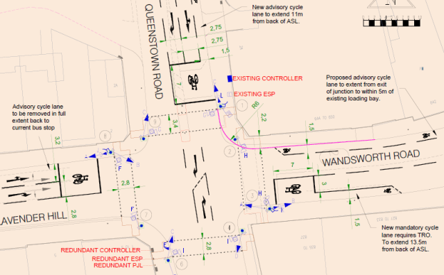 Queenstown Road Lavender Hill junction proposals